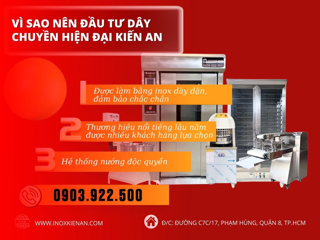 Tự hào là một trong những thương hiệu hơn 20 năm dây chuyền sản xuất bánh mì Kiến An luôn được nhiều khách hàng trong nước tin dùng và lựa chọn. dây chuyền sản xuất bánh mì hiện đại Kiến AN được rất nhiều người tin dùng và lựa chọn